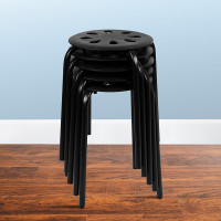 Flash Furniture LE-S1-BLACK-GG Plastic Nesting Stack Stools, 17.5